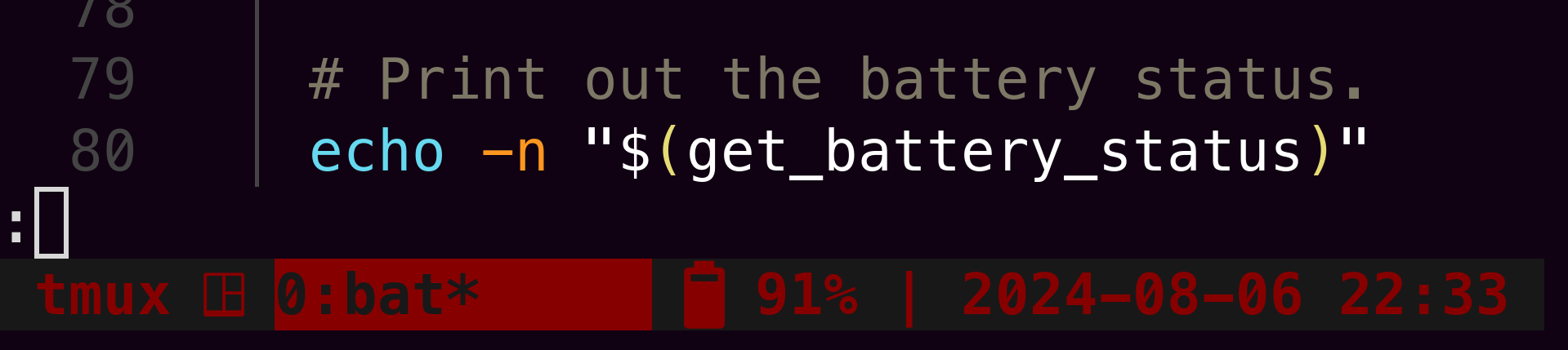 A picture of my tmux status bar.