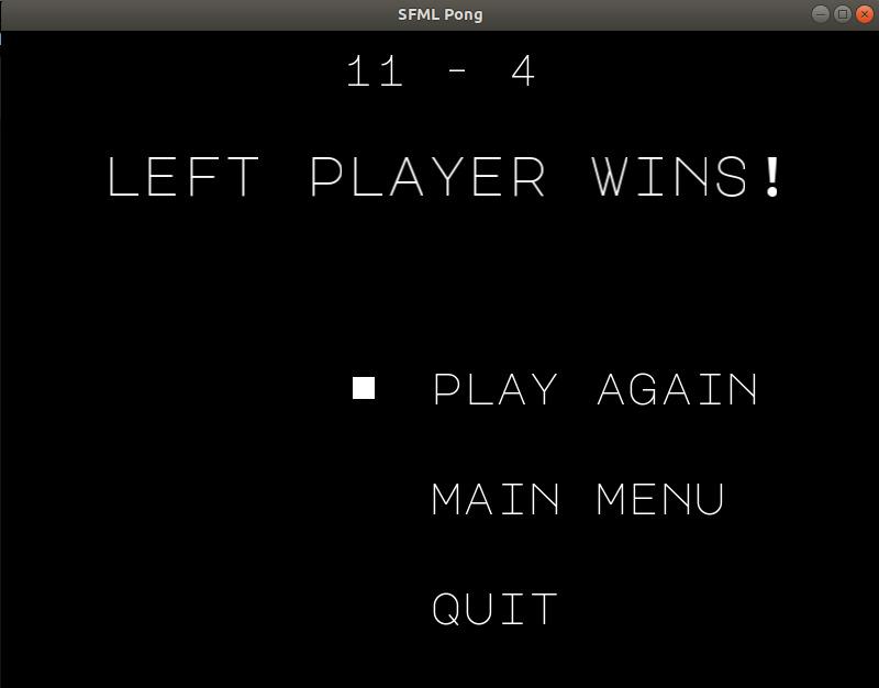 Screenshot of the win screen of the pong game I'm building